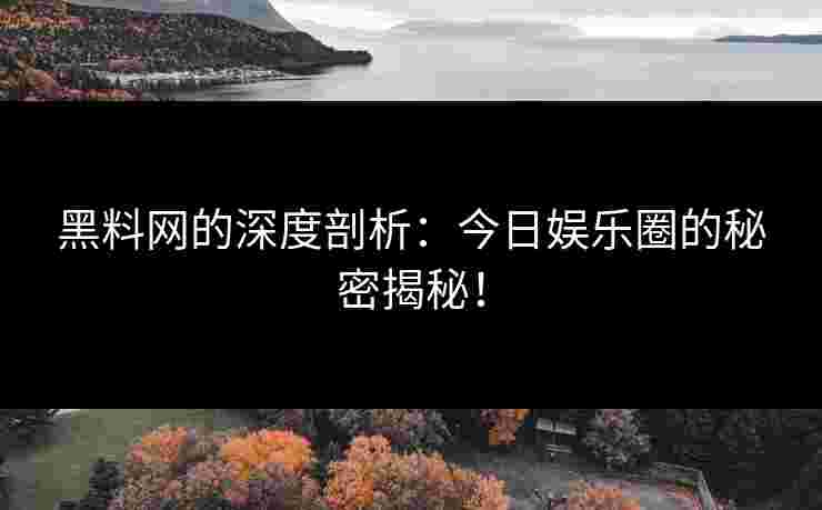 黑料网的深度剖析：今日娱乐圈的秘密揭秘！
