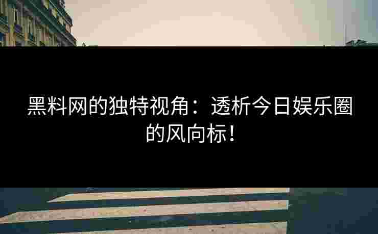 黑料网的独特视角：透析今日娱乐圈的风向标！